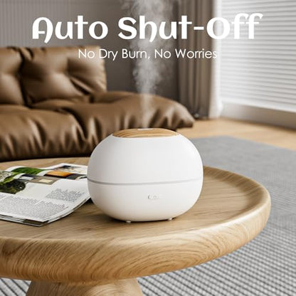 White Oval Aromatherapy Essential Oil Diffuser with 7-Color LED Lights and Automatic Shut-Off, Home Ultrasonic, 100ml Samll Essential Oil Diffuser - White