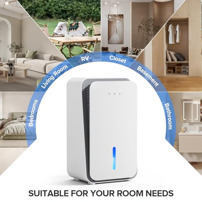 Dehumidifier for Home, 1000 sq.ft Portable Dehumidifier with Aromatherapy, Auto Shut Off, Ultra-Quiet Sleep Mode, 7-Color Light for Bedroom Bathroom Basement Closet,White