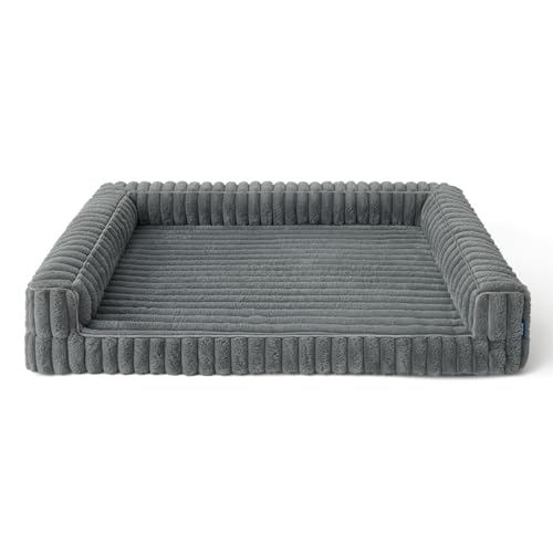 Bedsure ComfyFleece® Orthopedic XL Dog Bed with Memory Foam, Grey 42"