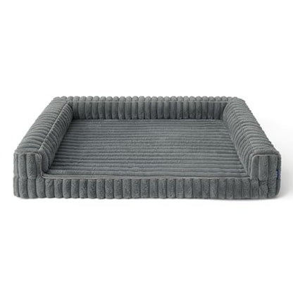 Bedsure ComfyFleece® Orthopedic XL Dog Bed with Memory Foam, Grey 42"
