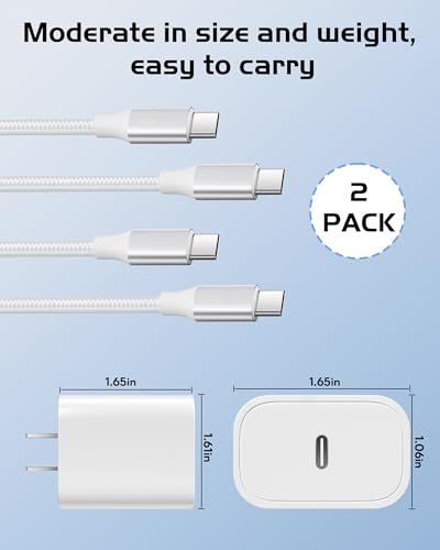 iPhone Charger Fast Charging 20W iPhone 17 2 Pack USB C Charger Block