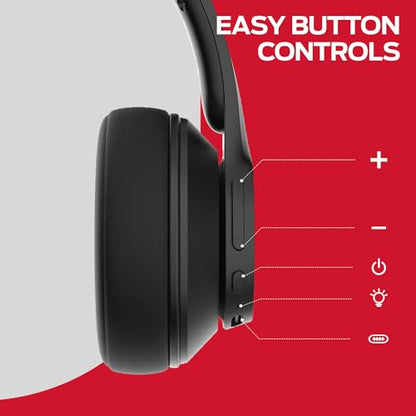 Monster Mission 100 Bluetooth Headphones, On Ear Headphones with 40H Playtime, Bluetooth 5.4,Immersive Bass,Crystal Clear Call, Comfortable Fit Wireless Headset for Travel Work Home(Black)