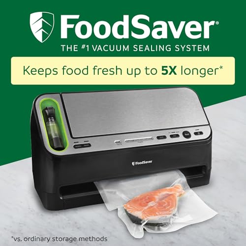 FoodSaver V4400 2-in-1 Vacuum Sealer Machine with Automatic Vacuum Sealer Bag Detection and Starter Kit, Safety Certified, Black and Silver