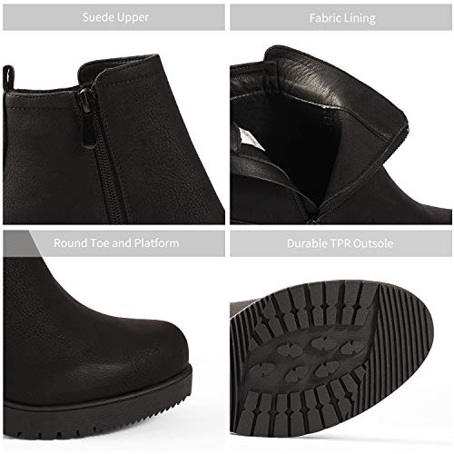 DREAM PAIRS Women's Block Heel Chelsea Ankle Boots,Black/Pu,8
