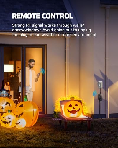 DEWENWILS Outdoor Timer for Lights, 100FT Remote Control with 2 Outlets