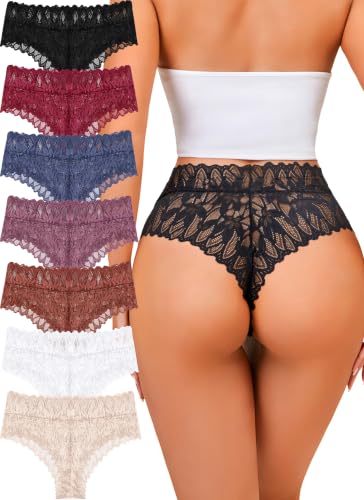 7Pack Sexy Underwear Womens High Waisted for Workout Leggings Bikini Set M | Lace Briefs Underwear Women Sexy Lingerie Thongs Essential Generic My Order Culotte Panty Gift Athletic Active Sex Wear M