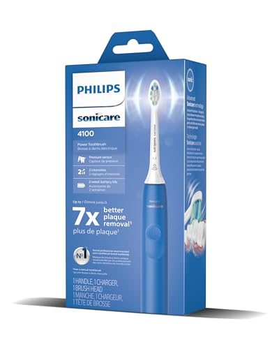 Philips Sonicare 4100 Rechargeable Electric Toothbrush, 1 Brush Head, Blue