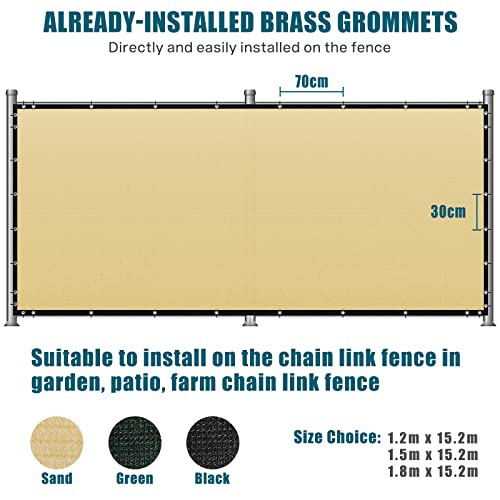 UIRWAY Fence Privacy Screen 4ft x 50ft Sand, Heavy Duty 170GSM 90% Visibility Blockage, UV Resistant Outdoor HDPE Fence Covering Windscreen for Chain Link Fence Backyard Garden Patio with Cable Ties