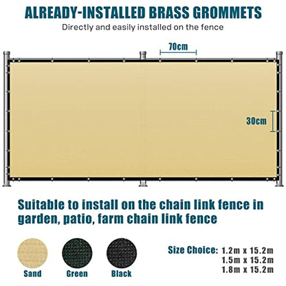 UIRWAY Fence Privacy Screen 4ft x 50ft Sand, Heavy Duty 170GSM 90% Visibility Blockage, UV Resistant Outdoor HDPE Fence Covering Windscreen for Chain Link Fence Backyard Garden Patio with Cable Ties