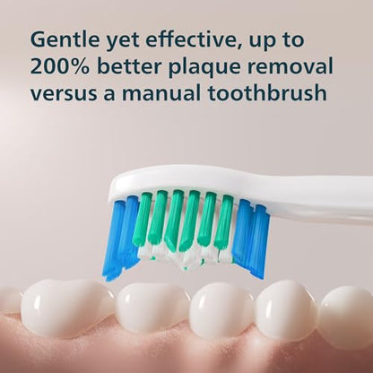 Philips Sonicare 2100 Rechargeable Electric Toothbrush, 1 Brush Head, White | 200% More Plaque Removal, 2 Brush Settings, 2-Minute Guided Timer, QuadPacer, EasyStart, 14-Day Battery, HX3661/04