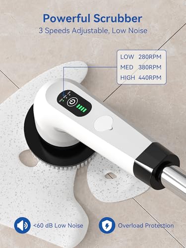 Electric Spin Scrubber-Bathroom Cleaning Brushes with 8 Replaceable Heads