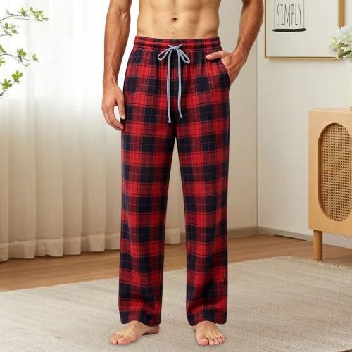Buffalo Plaid Pajama Pants Men Flannel Pj Bottoms with Pockets