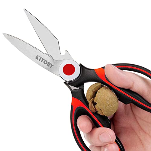 Kitory Premium Kitchen Shears 2-Pack Kitchen Scissors Ultra Sharp Shears, Heavy Duty Scissors with Sheath Multi-Function Food Scissors for Poultry, Fish, Vegetables, Herbs, BBQ, Chicken, 2023 Gifts