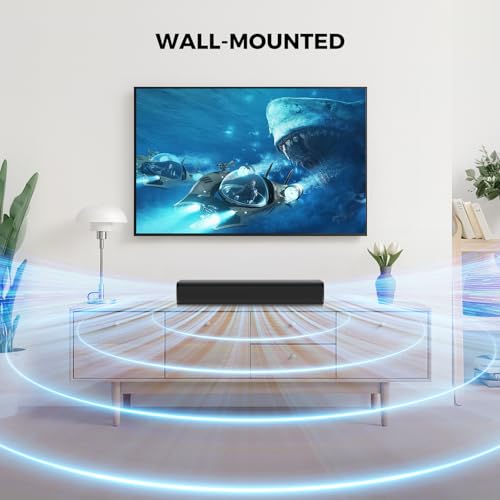 MZEIBO 50W Mini TV Soundbar, Bluetooth Speaker with ARC, Optical and AUX Input, Compact Home Theater Surround Sound Bar for TV, PC and Projector