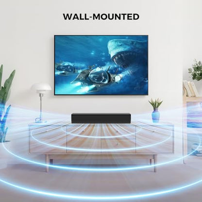 MZEIBO 50W Mini TV Soundbar, Bluetooth Speaker with ARC, Optical and AUX Input, Compact Home Theater Surround Sound Bar for TV, PC and Projector