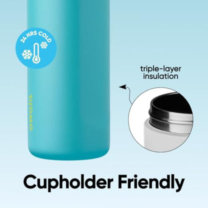Owala FreeSip Insulated Stainless Steel Water Bottle with Straw for Sports and Travel, BPA-Free, 24-oz, Red/Aqua (Summer Sweetness)