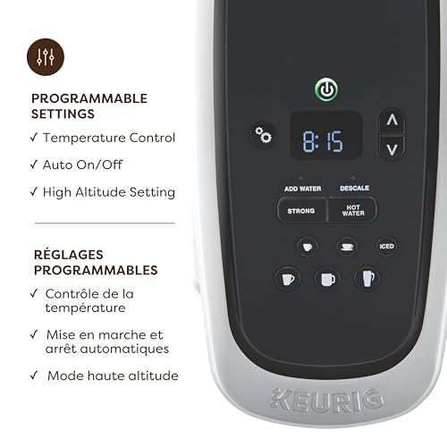 Keurig K-Elite Single Serve K-Cup Pod Coffee Maker, With Iced Brew Functionality And Quiet Brew Technology, Brushed Silver
