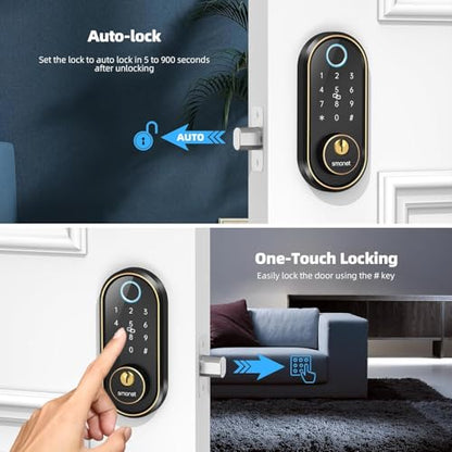 SMONET Smart Deadbolt Fingerprint Lock - Bluetooth Keyless Entry Door Lock