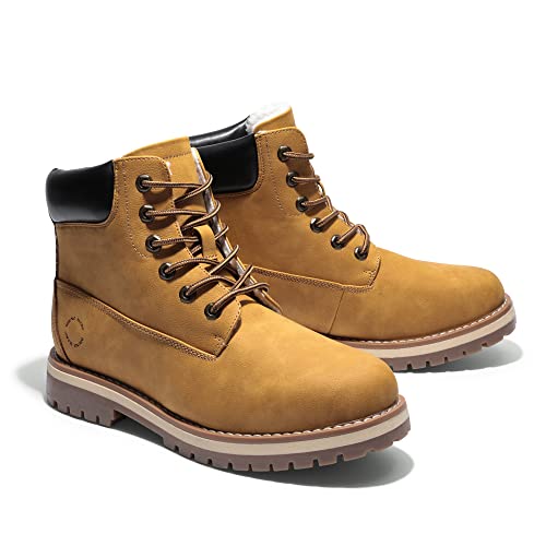 Bruno Marc Men's Winter Boots Snow Boots,Yellow-Fur,8 | Warmth,Cushioning,Confident Traction,Comfort,Ankle Boots,Winter,Fall,Outdoor,Casuals