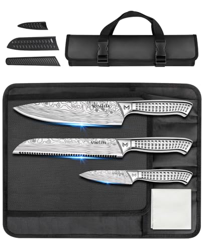 MOSFiATA 6pcs Knife Set，Japanese Stainless Steel Knife Sets for Kitchen with Oxford Cloth Storage Bag Dishwasher Safe, for Outdoor