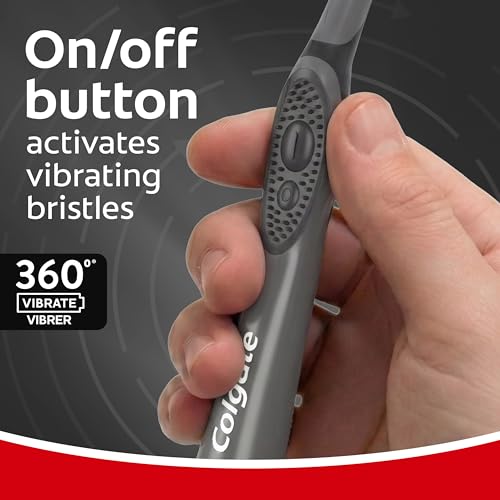 Colgate 360 Charcoal Sonic Powered Vibrating Toothbrush - Extra Soft Circular Bristle for Adults, Ideal for Gentle Cleaning, 1 Count