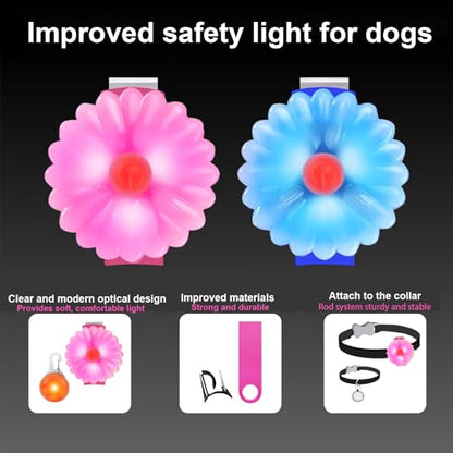 AHJ Dog Collar Light, 2 Pack Dog Safety Lights for Night Walking, USB-C Rechargeable Light Clip-On LED for Kids' Backpacks, Dogs, Runners, Joggers, Cyclists, Camping & Hiking (Pink and Blue)