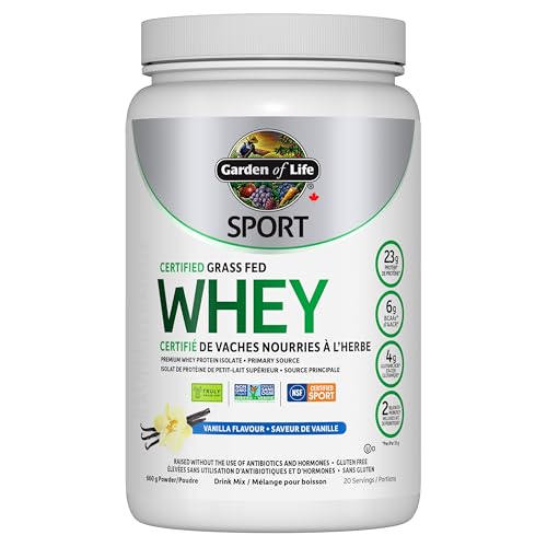 Garden of Life Sport Protéine de lactosérum certifiée d'élevage en plein air, Vanille, 640g