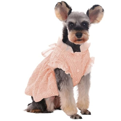 Kuoser Dog Dress, Princess Puppy Tutu with Bow-Knot, Pink Dog Dresses L