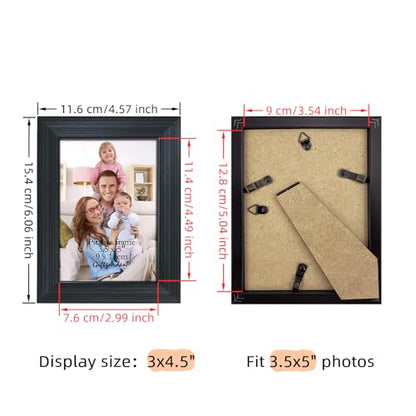 Giftgarden 12 Packs 3.5x5 Black Picture Frame Set with Picture Mount for Table Display and Wall Decor