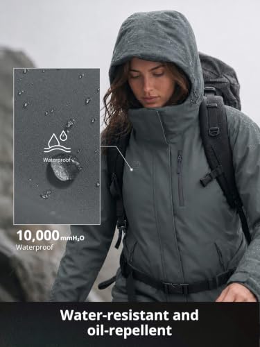 CAMELSPORTS Women's Waterproof Snow Ski Jakcet Fleece Warm Winter Coat Hooded Windproof Insulated Snowboarding Jacket