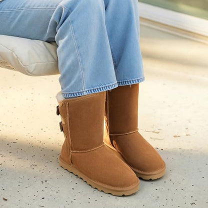 DREAM PAIRS Women's Genuine Suede Winter Snow Boots,Chesnut,7