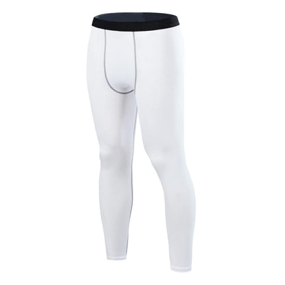Smatstyle Men’s Compression Pants Athletic Compression Leggings Sports Tights Fit Running Base Layer Workout Basketball Gym (CA/US, Alpha, Large, Regular, Regular, White)