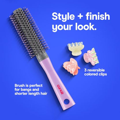 Conair Cake Pop Blowout Kit, Hair Dryer with Diffuser & Concentrator, Round Brush, 3 Claw Clips, Blow Dryer for Women, Tourmaline Ceramic Technology, 3 Heat/2 Speeds, Lilac, 505AMZ