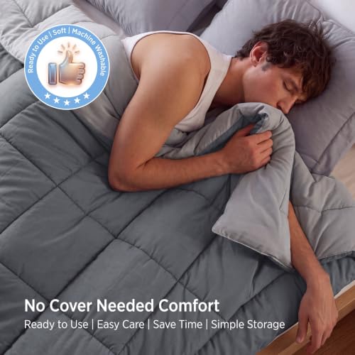 Bedsure King Duvet Insert - Quilted Comforter Dark Grey Room Decor, 102x90 | Down Alternative Comforter, All Season Quilted Duvet with Corner Tabs, for Bed Machine Washable