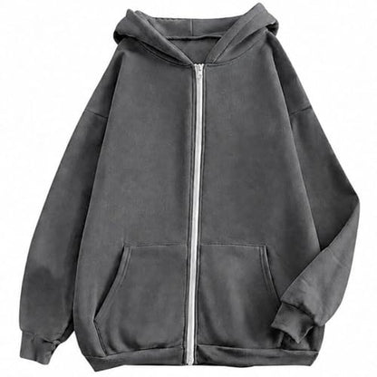 Zip up Hoodie,Zip up Hoodies for Women 2026 Fall Winter Long Sleeve Casual Oversized Hooded Sweatshirts Trendy Jackets with Pockets(01_Grey,Medium)
