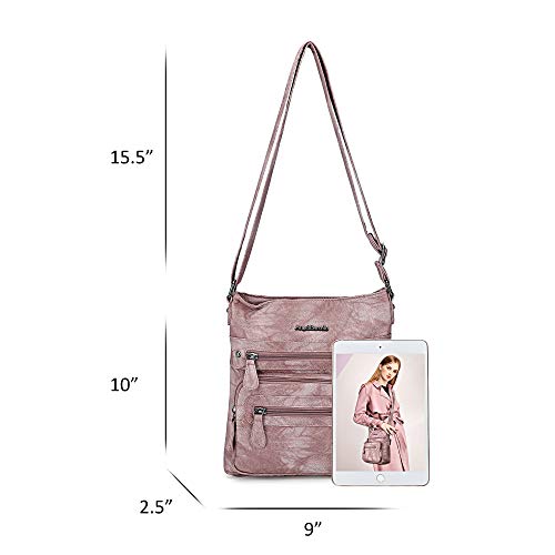 Angel Barcelo Crossover Purse and Handbags Crossbody Bags for Women,Ultra Soft Leather Neatpack Bag Shoulder Purses for Girl (D.PINK)
