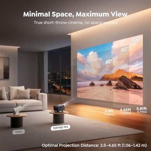 Smart Projector 4K【Upgraded Google TV 14.0 & Dolby】Short Throw Mini Projectors with Auto Focus & Keystone|Compatible with Netflix|HDR10,Portable Outdoor Projecteur with WiFi & Bluetooth for Movie/Home