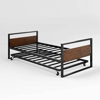 ZINUS Suzanne Bamboo and Metal Daybed with Trundle/Mattress Foundation with Steel Slat Support/Easy Assembly, Twin
