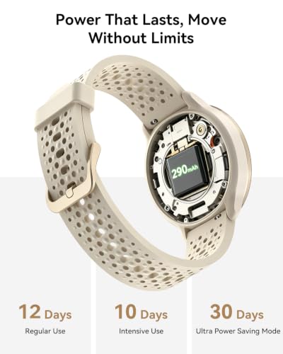 Quican Smart Watch for Women & Men (Android/iPhone), 1.27" Round, Beige
