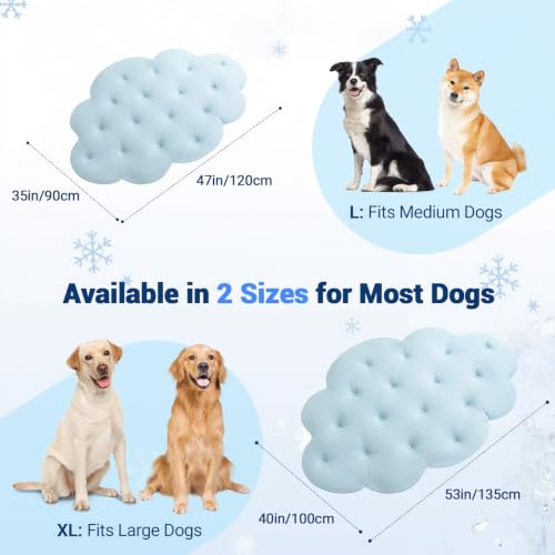 Tivray Dog Cooling Mat, 47'' × 35'' Large, Q-Max>0.5 Self-Cooling Mat for Dog, (Cool & Warm) Double-Sided Pet Cool Pads for Summer, Crate, Kennel, Machine Washable, Cat Cool Bed, Non-Gel, Sky Blue