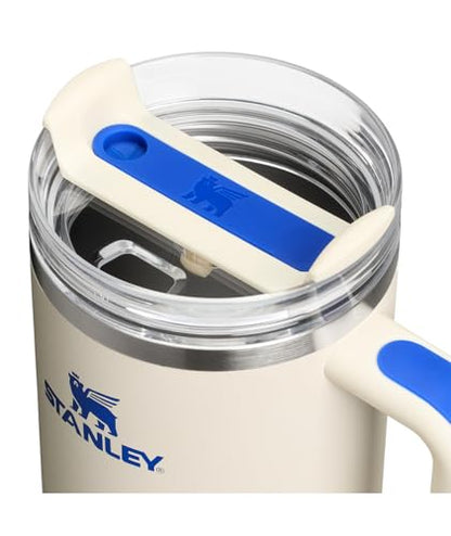 Stanley Quencher H2.0 Tumbler with Handle and Straw 40 oz Flowstate 3-Position Lid Cup Holder Compatible for Travel Insulated Stainless Steel Cup BPA-Free Cream Royal