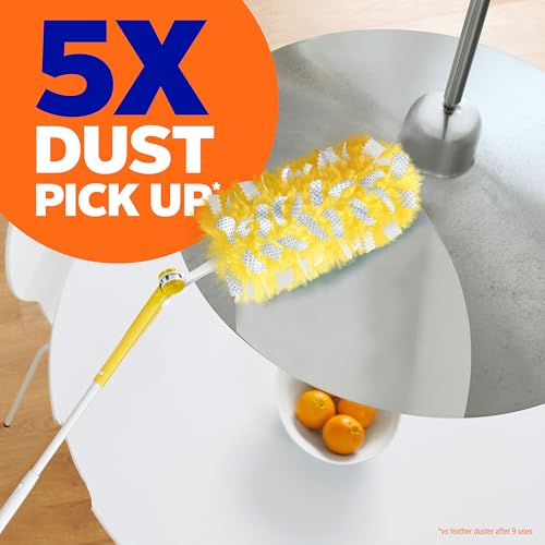 Swiffer Duster Kit with 3ft Extendable Handle, Heavy Duty Dusting Starter Kit with 4 Refills, for Ceiling Fans, Vents and Hard to Reach Places