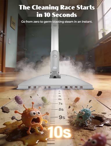 10-in-1 Steam Mop with Detachable Handheld Steamer, Multi & Up Steamer