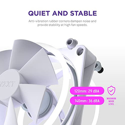 Nzxt 270651 Fan Rf-d14sf-w1 F140 RGB Duo 140mm Fdb 4-pin Pwm White Ratail
