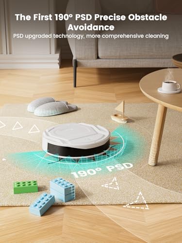Lefant M210 Pro Robotic Vacuum, Strong Cleaning Performance, Low-Profile Design, Auto Recharge, Multiple Control Options, Timed Clean, Ideal for Pet Owners & Hard Surfaces, White