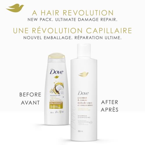 Dove Coconut Restore Damage Therapy Shampoo & Conditioner, 355 mL, 4 Pack