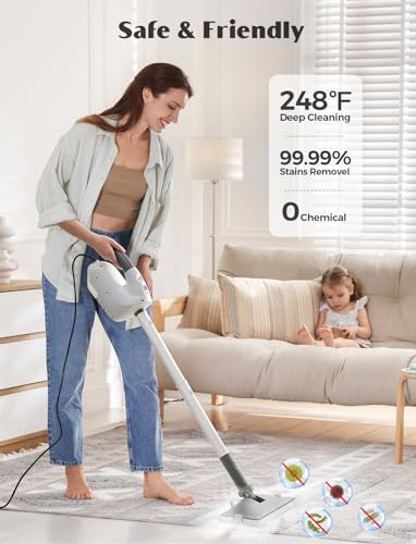 10-in-1 Steam Mop with Detachable Handheld Steamer, Multi & Up Steamer