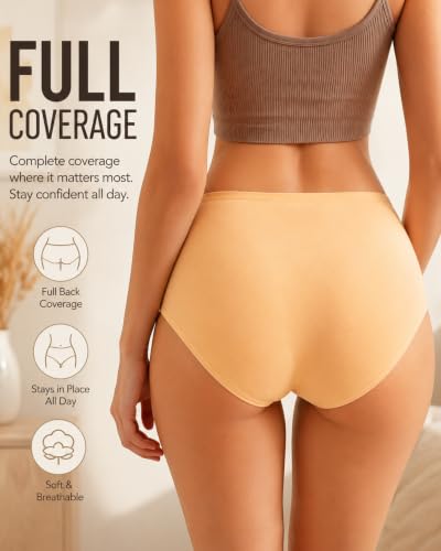 UNDER THE SEA Cotton Underwear Women High Waisted Full Coverage Brief 5pack