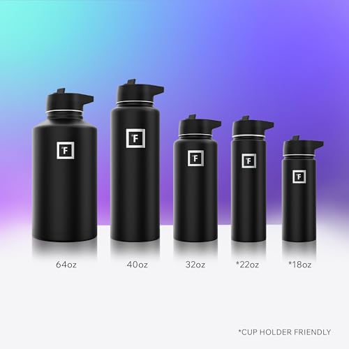 Insulated Water Bottle with Straw - 22/32/40/64 oz with 3 Lids - Stainless Steel Double Walled Camping & Hiking Hydration Flask - Vacuum Leak Proof BPA Free - Travel Sports Gym