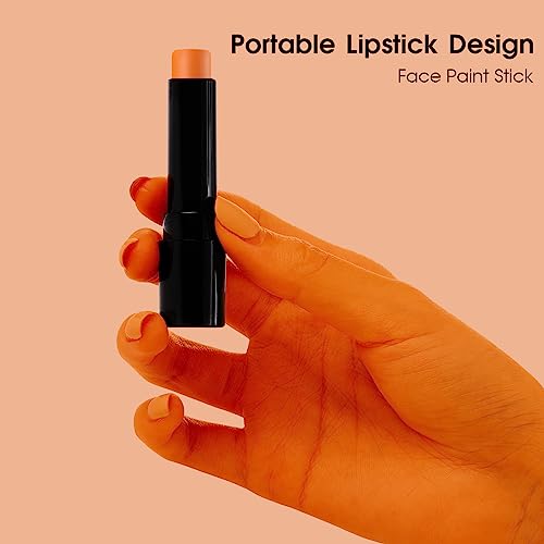Orange Face Body Paint Stick, Cream Blendable Eye Black Full Body Paint Makeup for Halloween SFX Makeup Cosplay Joker Zombie Vampire Costume Parties